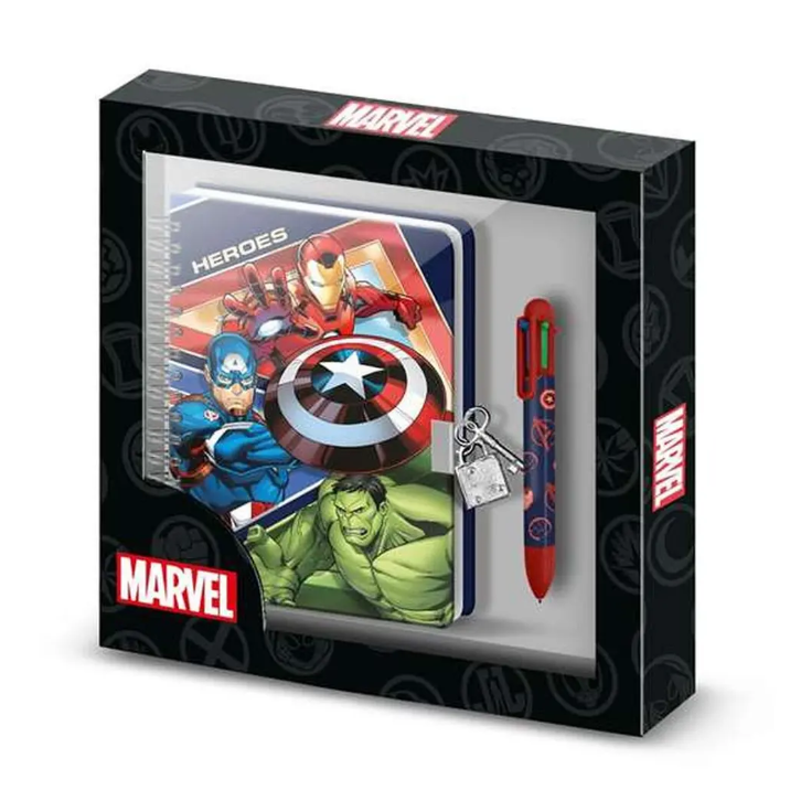 Spiral Notebook with Pen The Avengers Blue 24 x 23 x 2,5 cm A5